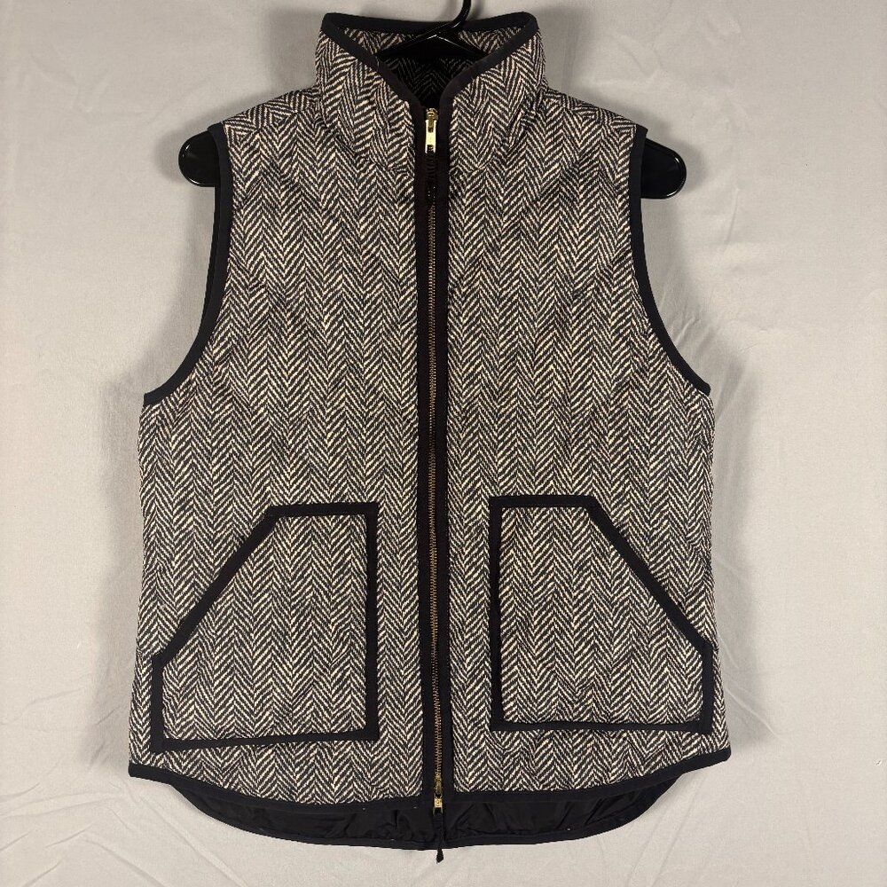 J.Crew Excursion Down Vest Womens S Herringbone Quilted Puffer Vest Preppy